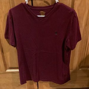 Polo, V-Neck T-shirt in maroon,size medium, in good condition